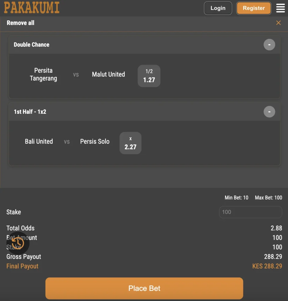pakakumi sports total odds